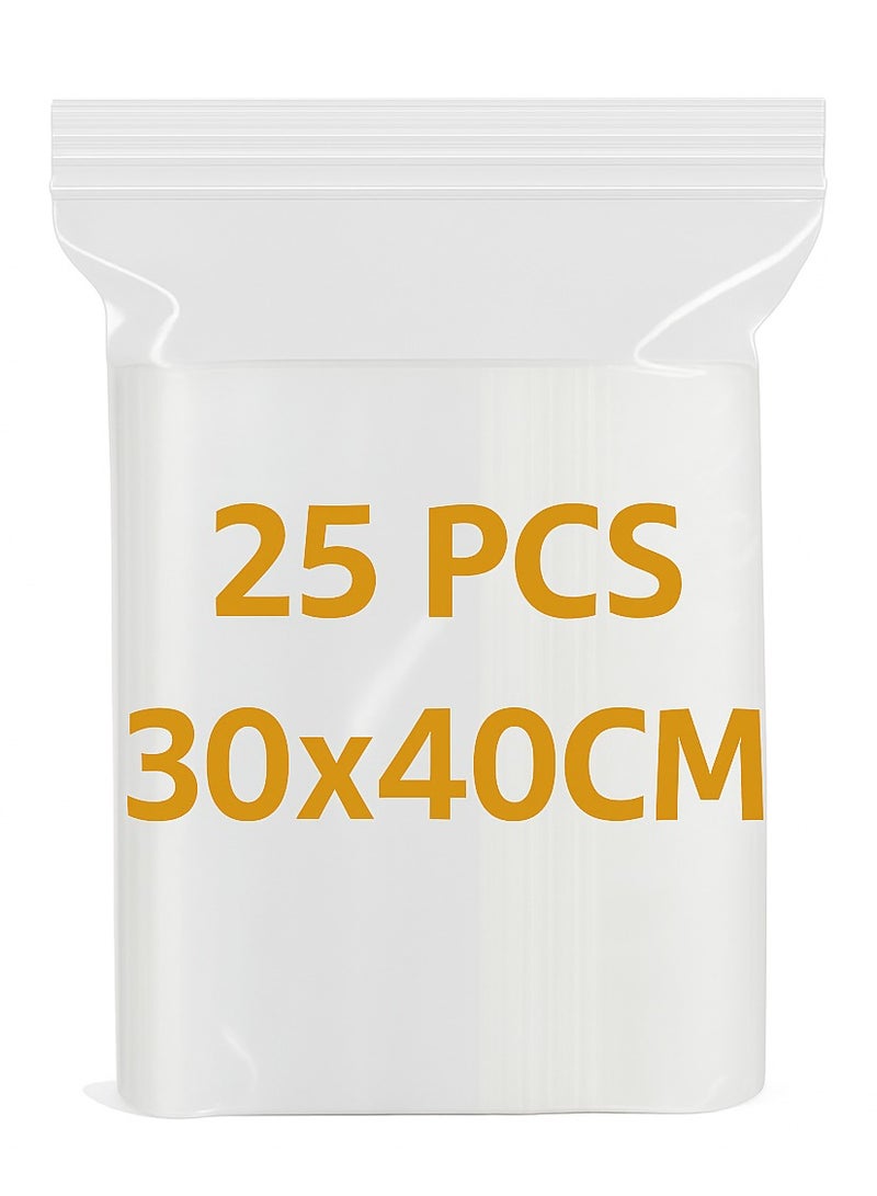 Lavish Clear Ziplock Bags 30x40CM | 25 PACK Transparent Resealable Plastic Pouches |Reclosable Seal for Food Jewelry Travel Packing Storage | Multi Purpose Plastic Zipper Bags - Image 1