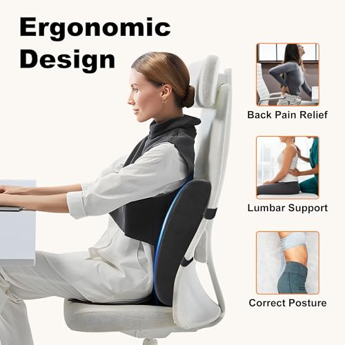 CILI Lumbar Support Pillow for Office Chair, Heated Back Support Pillow with Vibration, Back Massager for Chair, Back Rest Cushion Pillow for Desk Chair Sofa, Gifts for Mom Dad Women Men - Image 3