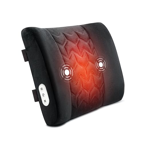 CILI Lumbar Support Pillow for Office Chair, Heated Back Support Pillow with Vibration, Back Massager for Chair, Back Rest Cushion Pillow for Desk Chair Sofa, Gifts for Mom Dad Women Men - Image 1