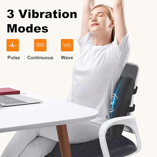 CILI Lumbar Support Pillow for Office Chair, Heated Back Support Pillow with Vibration, Back Massager for Chair, Back Rest Cushion Pillow for Desk Chair Sofa, Gifts for Mom Dad Women Men - Image 4