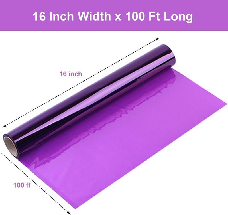 Morepack Purple Cellophane Wrap Roll, Translucent Purple Cellophane Wrapping Paper, 16 Inches Width x 100 Ft Long Colored Cellophane Rolls for Gift Baskets, DIY Arts Crafts Decoration, and More - Image 2