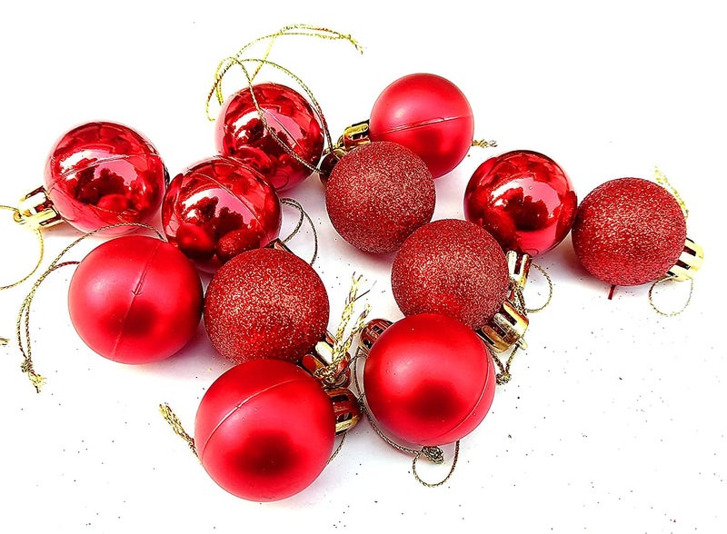 Partunay 12 Pcs Red Balls Christmas Tree Xmas Tree Decoration Hanging Ornaments Christmas Decoration Items Christmas Xmas Tree Decor - Image 2