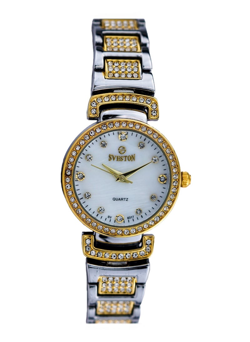 Sveston - Women Analog Quartz two tone Stainless Steel Diamond Watch - 6317 - Image 1