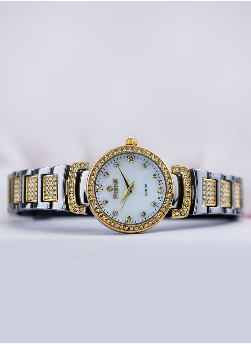 Sveston - Women Analog Quartz two tone Stainless Steel Diamond Watch - 6317 - Image 1