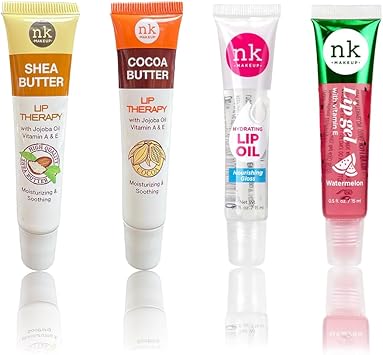 Nicka K New York جل لمعان الشفاه NK 15 مل فيتامين E لامع يغذي زبدة الشيا وزبدة الكاكاو وزيت الشفاه بنكهة البطيخ من Nicka K عبوة متعددة من 4