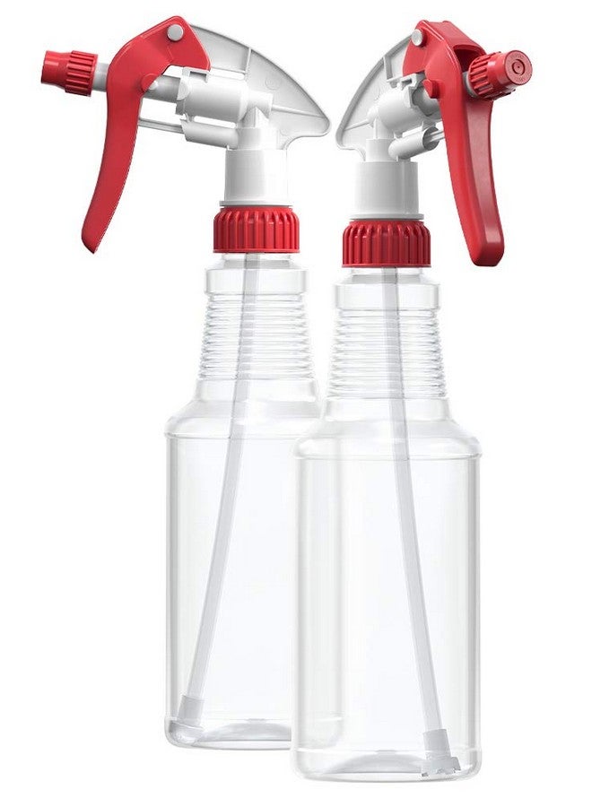 Bar5F BAR5F Empty Plastic Spray Bottles 16 oz, BPA-Free Food Grade, Crystal Clear PETE1, Red/White N8 Fully Adjustable Sprayer (Pack of 2) - Image 1