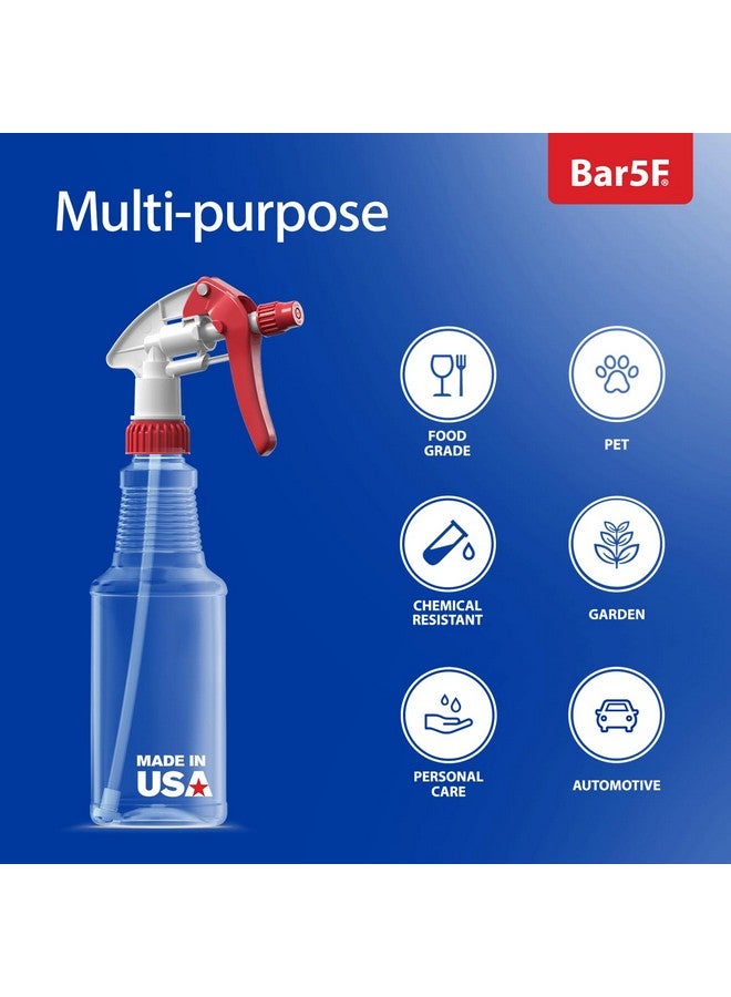Bar5F BAR5F Empty Plastic Spray Bottles 16 oz, BPA-Free Food Grade, Crystal Clear PETE1, Red/White N8 Fully Adjustable Sprayer (Pack of 2) - Image 4