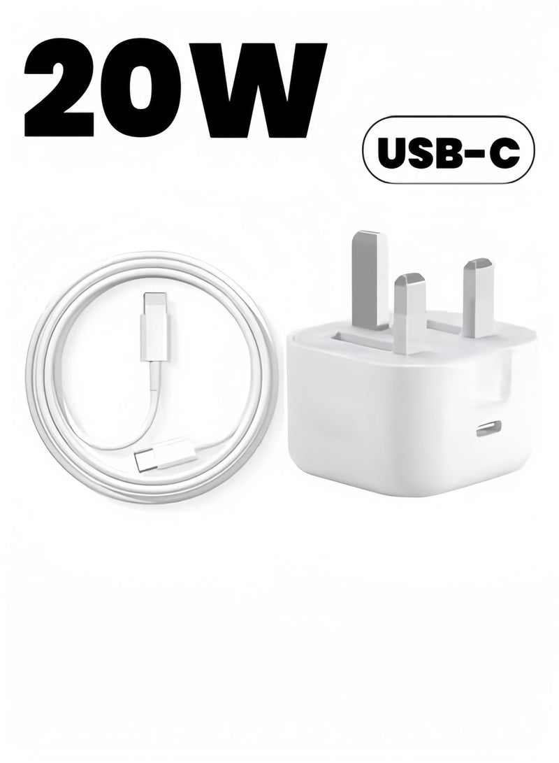 Hogan 20W Fast Charging Charger + 1M USB-C to Lightning Cable Set for iPhone 12/13/14/15/16/17, iPad – MFi Certified, Safe & Durable, Plug & Play - Image 1