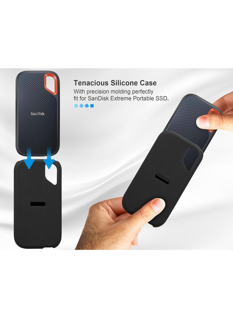 Lacdo Silicone Case Cover for SanDisk Extreme Portable SSD 500GB 1TB 2TB 4TB 8TB External Solid State Drive, Soft Silicon Protective Sleeve Skin for SanDisk Extreme SSD, Travel Pouch Storage Bag,Black - Image 4