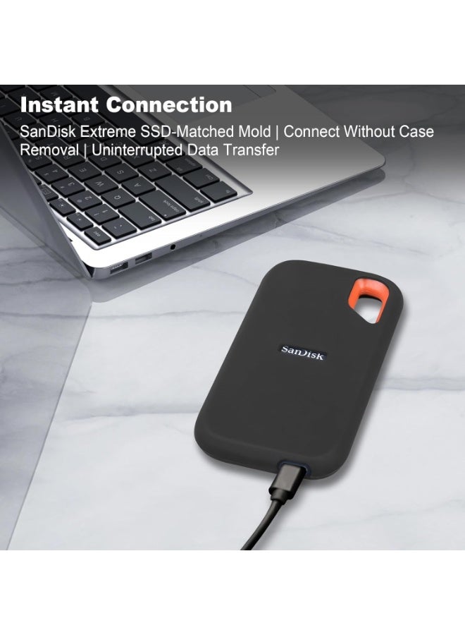 Lacdo Silicone Case Cover for SanDisk Extreme Portable SSD 500GB 1TB 2TB 4TB 8TB External Solid State Drive, Soft Silicon Protective Sleeve Skin for SanDisk Extreme SSD, Travel Pouch Storage Bag,Black - Image 3