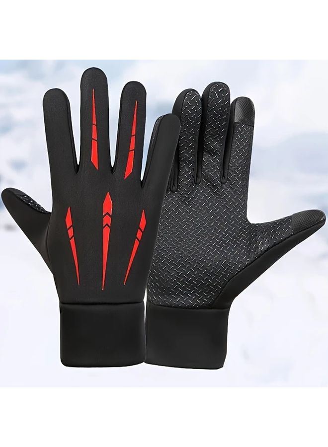 Grey Winter Touchscreen Gloves Windproof Warm Riding Motorcycle Outdoor - Image 2