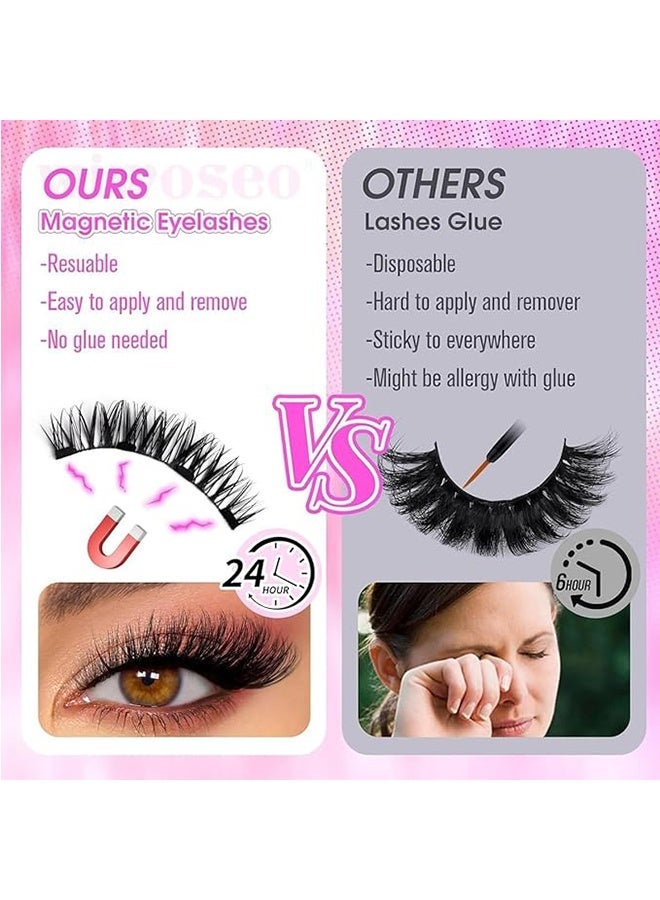 abib 2 Pair Magnetic Eyelashes, Natural Look Reusable Magnetic Eyelashes with Applicator No Glue Needed, Eyelash Extension Tool, Upper and Lower Eyelash Combo Set Easy to Wear and Remove, CT04-6 - Image 4