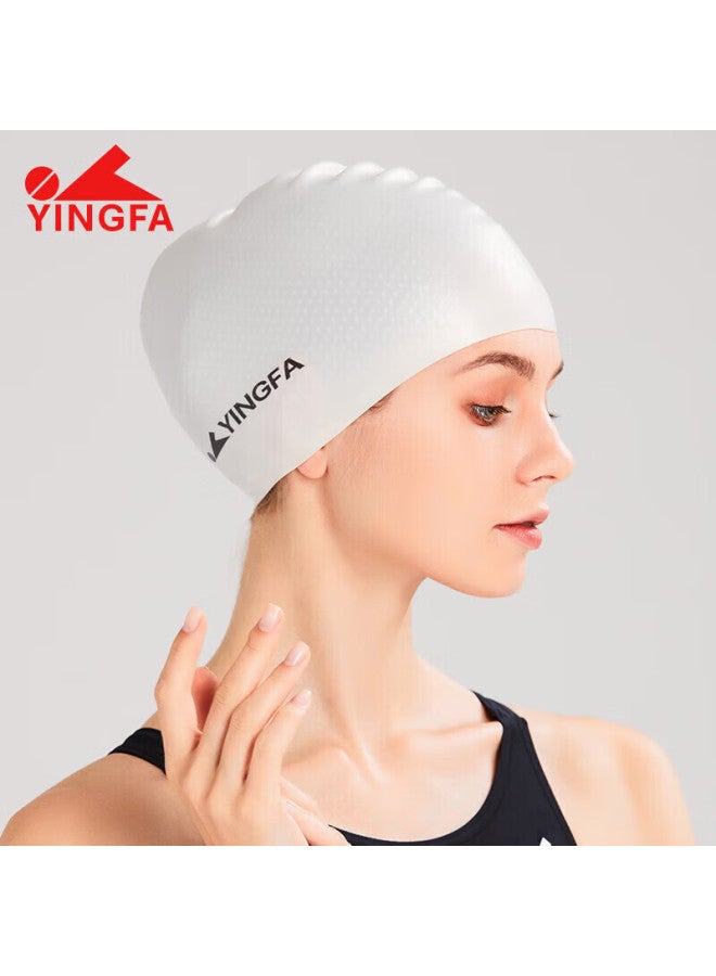 يانج فا Yingfa Silicone Swim Cap، قبعة سباحة سيليكون احترافية مقاومة للماء مريحة غير مقيدة، للجنسين حماية للأذن للشعر الطويل مضاد للانزلاق جزيئات قبعة سباحة - Image 3