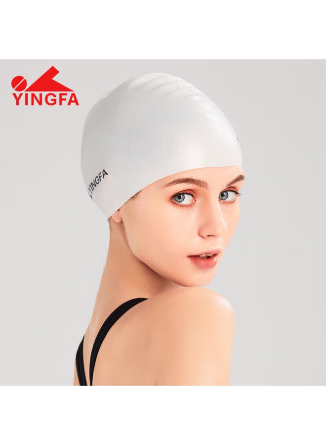 يانج فا Yingfa Silicone Swim Cap، قبعة سباحة سيليكون احترافية مقاومة للماء مريحة غير مقيدة، للجنسين حماية للأذن للشعر الطويل مضاد للانزلاق جزيئات قبعة سباحة - Image 4