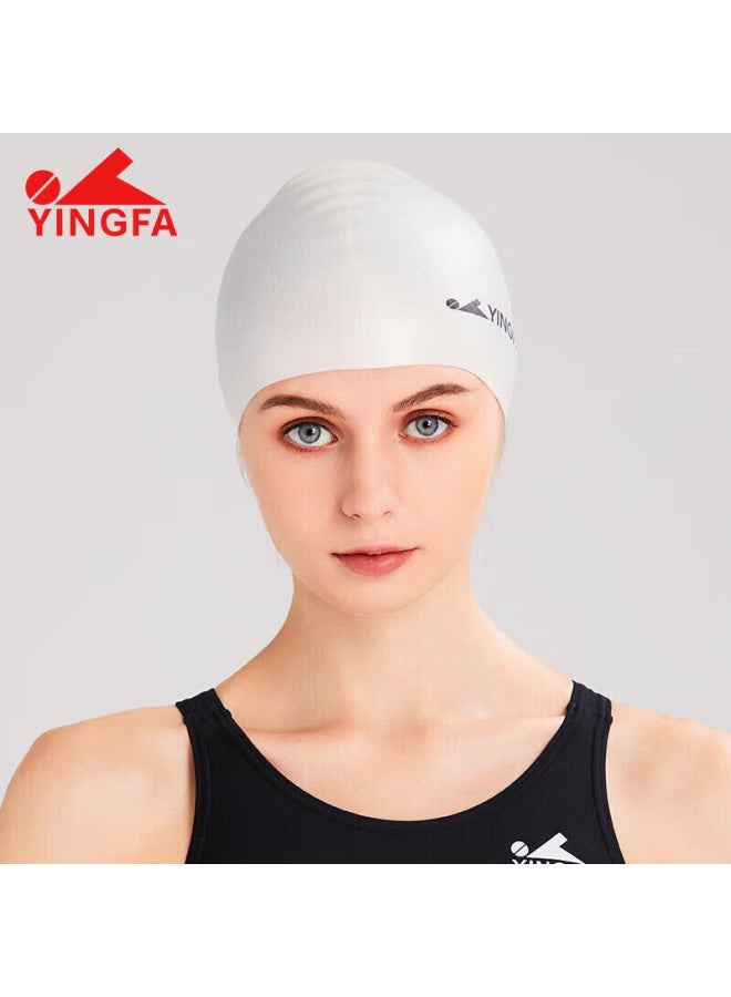 يانج فا Yingfa Silicone Swim Cap، قبعة سباحة سيليكون احترافية مقاومة للماء مريحة غير مقيدة، للجنسين حماية للأذن للشعر الطويل مضاد للانزلاق جزيئات قبعة سباحة - Image 1