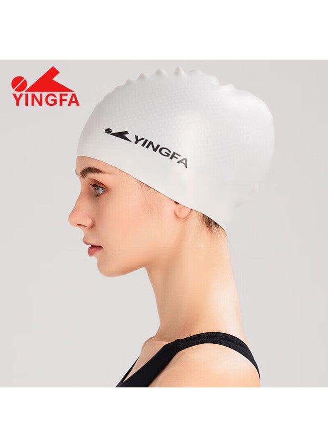 يانج فا Yingfa Silicone Swim Cap، قبعة سباحة سيليكون احترافية مقاومة للماء مريحة غير مقيدة، للجنسين حماية للأذن للشعر الطويل مضاد للانزلاق جزيئات قبعة سباحة - Image 5