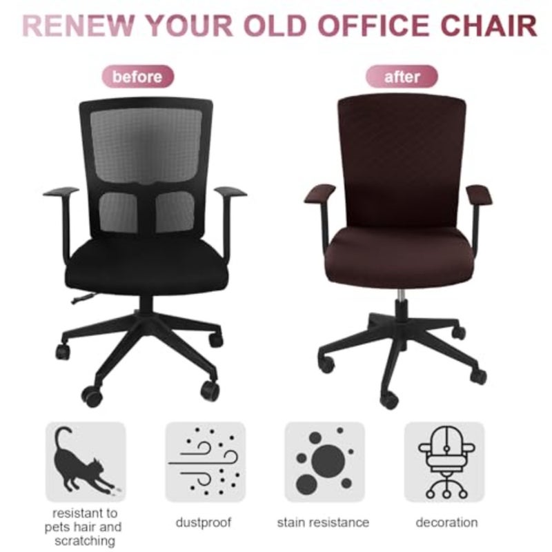 4 Pcs Office Chair Covers Set Computer Universal Protective Stretchable Chair Seat Covers Desk Armrest Slipcovers Pads Office Cushion Backrest for Rotating - Image 3