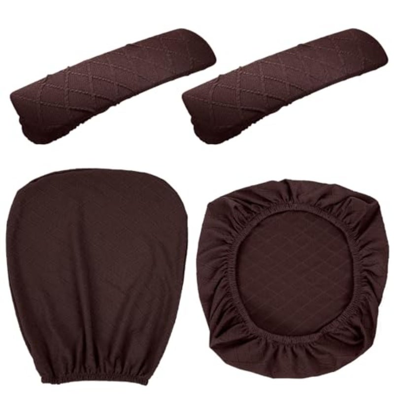 4 Pcs Office Chair Covers Set Computer Universal Protective Stretchable Chair Seat Covers Desk Armrest Slipcovers Pads Office Cushion Backrest for Rotating - Image 2