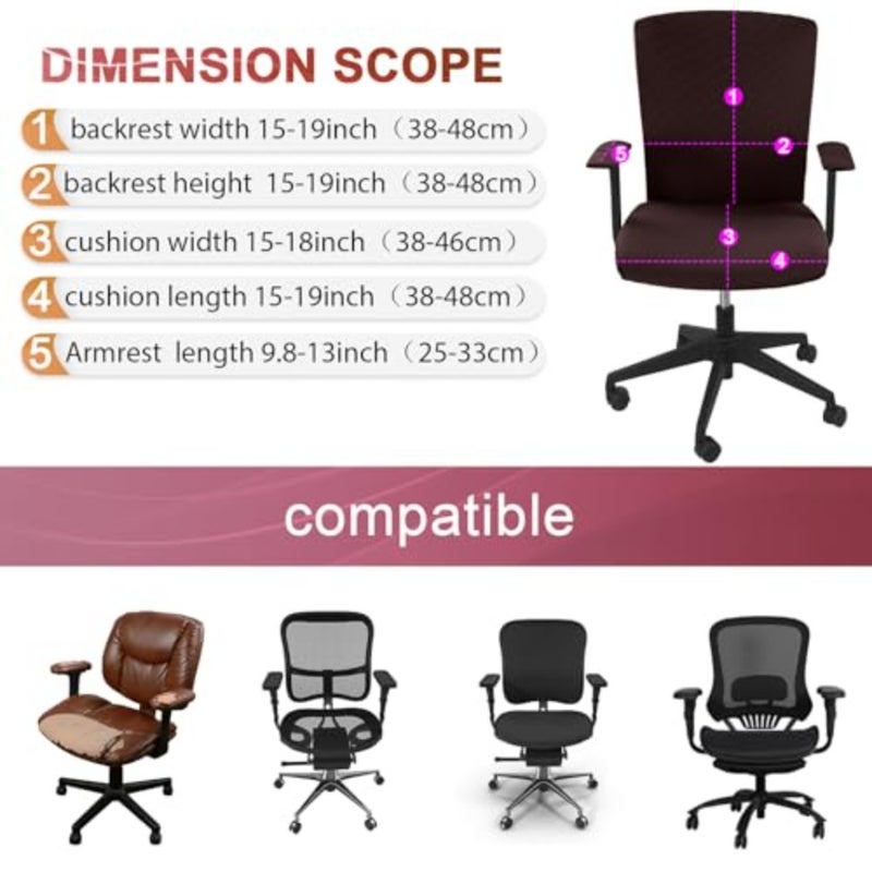 4 Pcs Office Chair Covers Set Computer Universal Protective Stretchable Chair Seat Covers Desk Armrest Slipcovers Pads Office Cushion Backrest for Rotating - Image 4