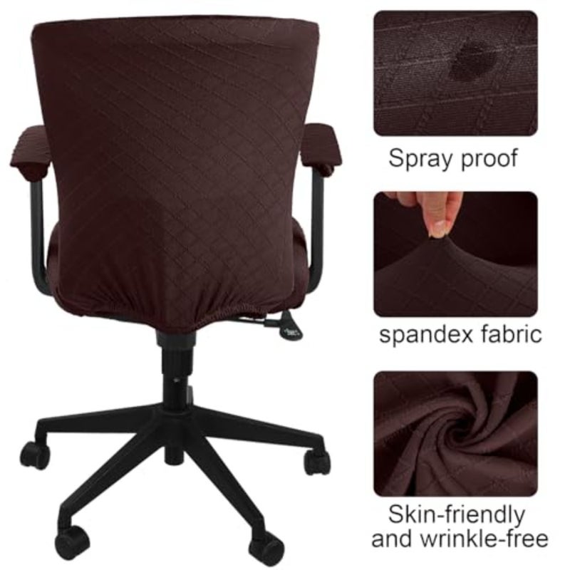 4 Pcs Office Chair Covers Set Computer Universal Protective Stretchable Chair Seat Covers Desk Armrest Slipcovers Pads Office Cushion Backrest for Rotating - Image 5