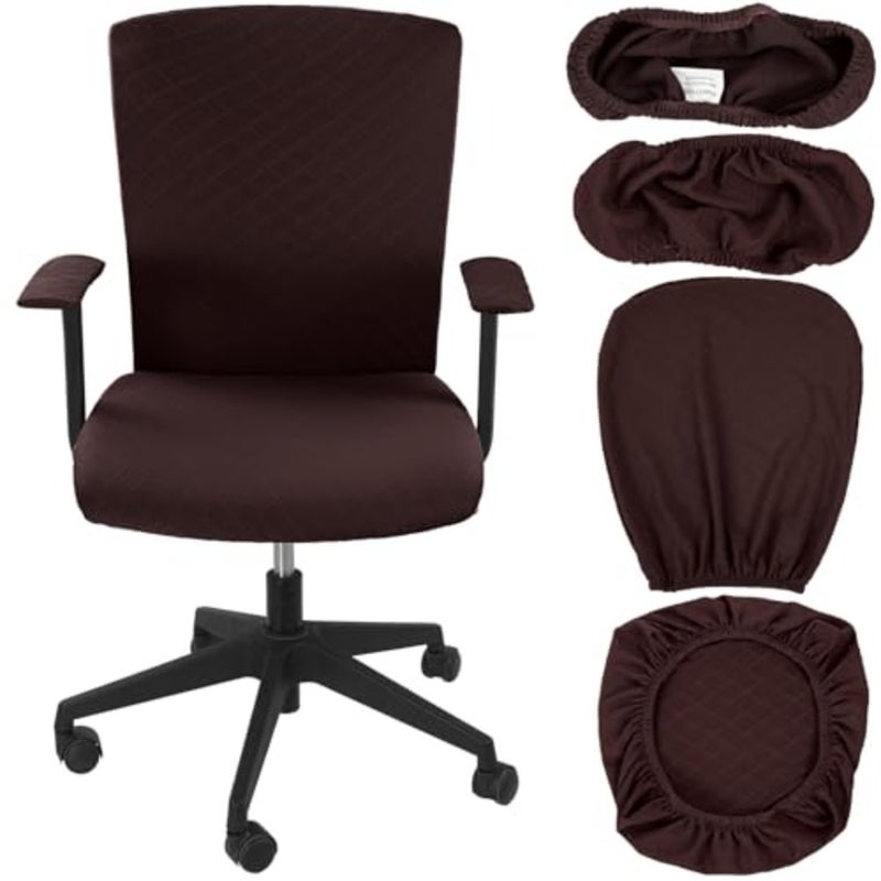 4 Pcs Office Chair Covers Set Computer Universal Protective Stretchable Chair Seat Covers Desk Armrest Slipcovers Pads Office Cushion Backrest for Rotating - Image 1