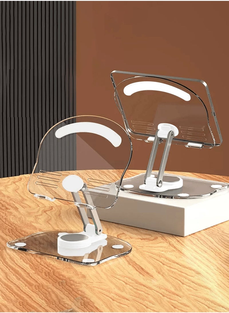 Versatile Acrylic Phone & Tablet Stand - 360° Rotatable, Foldable, Adjustable Holder for Desk | Compatible with 4.7-13 Inch Devices | Stable, Anti-Slip, Portable Design,White - pzsku/Z5E1EC0DE081B73C981B2Z/45/_/1734927472/be43a1e8-774b-449b-b98e-4074c2966c51