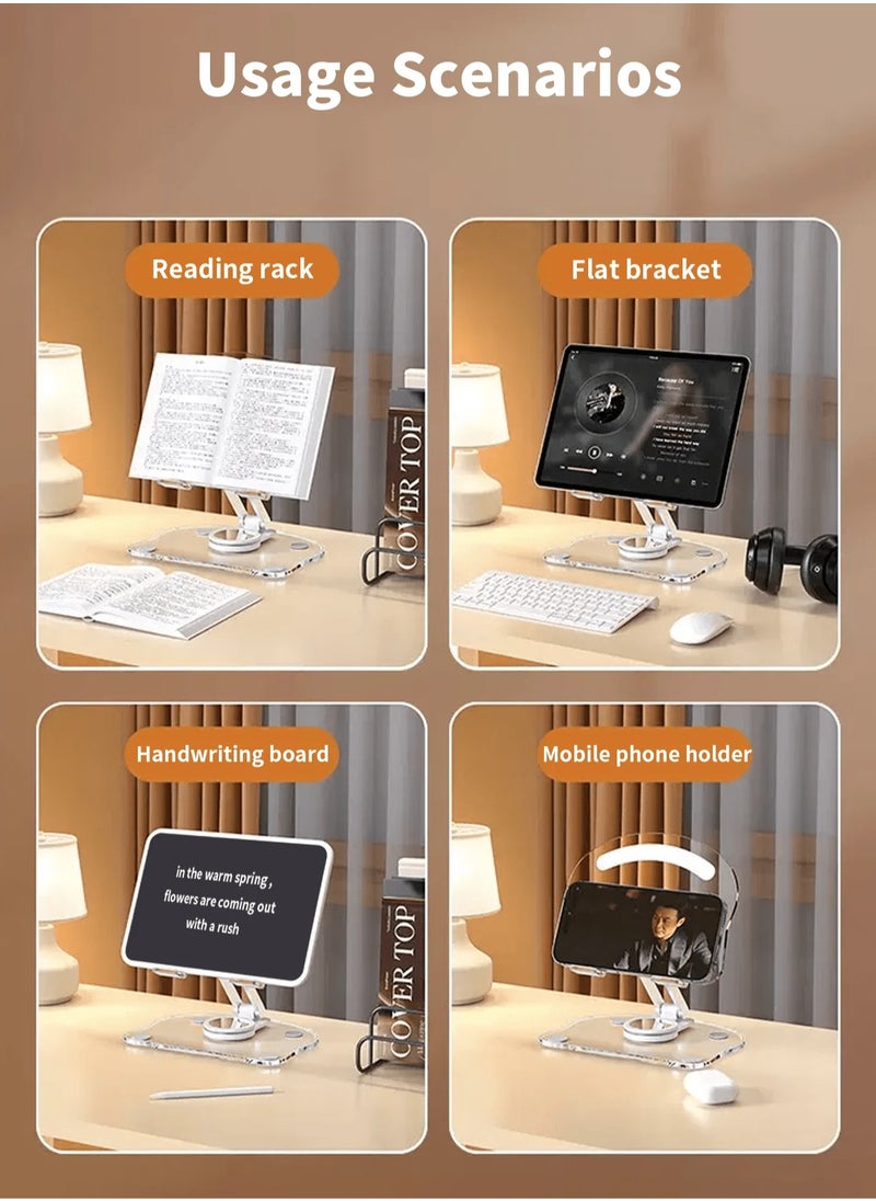 Versatile Acrylic Phone & Tablet Stand - 360° Rotatable, Foldable, Adjustable Holder for Desk | Compatible with 4.7-13 Inch Devices | Stable, Anti-Slip, Portable Design,White - pzsku/Z5E1EC0DE081B73C981B2Z/45/_/1734927475/36b13076-f665-41f4-a23c-65a034c958a8
