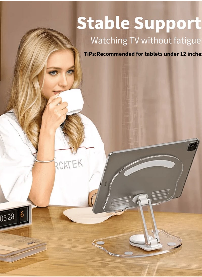 Versatile Acrylic Phone & Tablet Stand - 360° Rotatable, Foldable, Adjustable Holder for Desk | Compatible with 4.7-13 Inch Devices | Stable, Anti-Slip, Portable Design,White - pzsku/Z5E1EC0DE081B73C981B2Z/45/_/1734927476/4ac8d22d-ac51-4535-bb2d-d7dfc4affc73