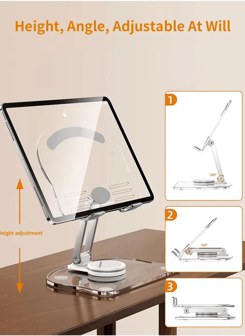 Versatile Acrylic Phone & Tablet Stand - 360° Rotatable, Foldable, Adjustable Holder for Desk | Compatible with 4.7-13 Inch Devices | Stable, Anti-Slip, Portable Design,White - pzsku/Z5E1EC0DE081B73C981B2Z/45/_/1734927479/75520b7e-6359-45ed-bd74-e5daf0e117fe