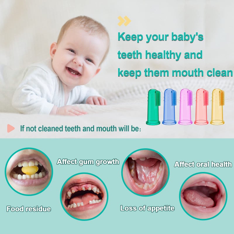 Bassion Baby Toothbrush Set, 6 Pcs Soft Infant Finger Toothbrush with 6 Boxes, Newborns Toddler Silicone Baby Tooth Brush 0-6 Months 6-12 Months - Image 5