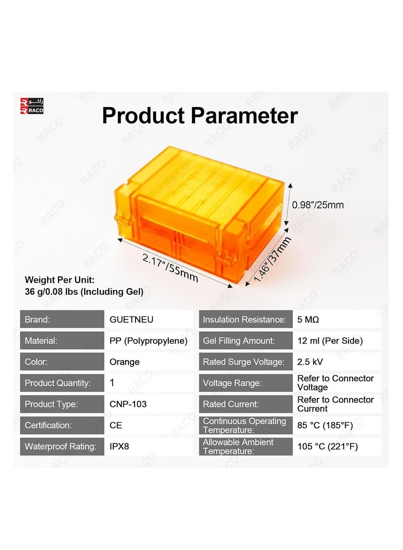 RACO Waterproof Gel Boxes – Insulated Quick Connect Terminals, Pre-Filled Gel, IPX8 Rated | Compatible with Lever Wire Connectors & Compact Quick Splice Connectors - Image 5