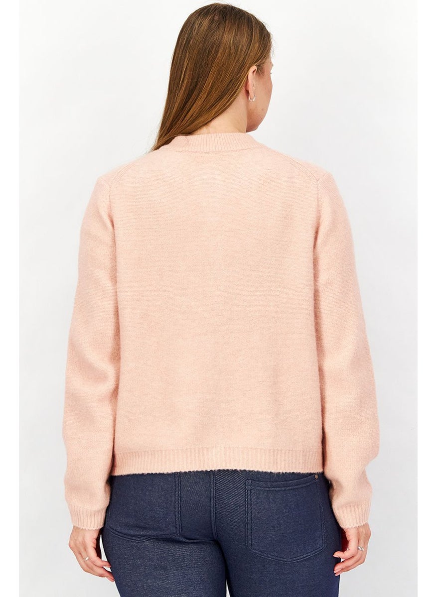 Tchibo Women Full Buttoned Long Sleeves Knit Cardigan, Pink  - Image 3