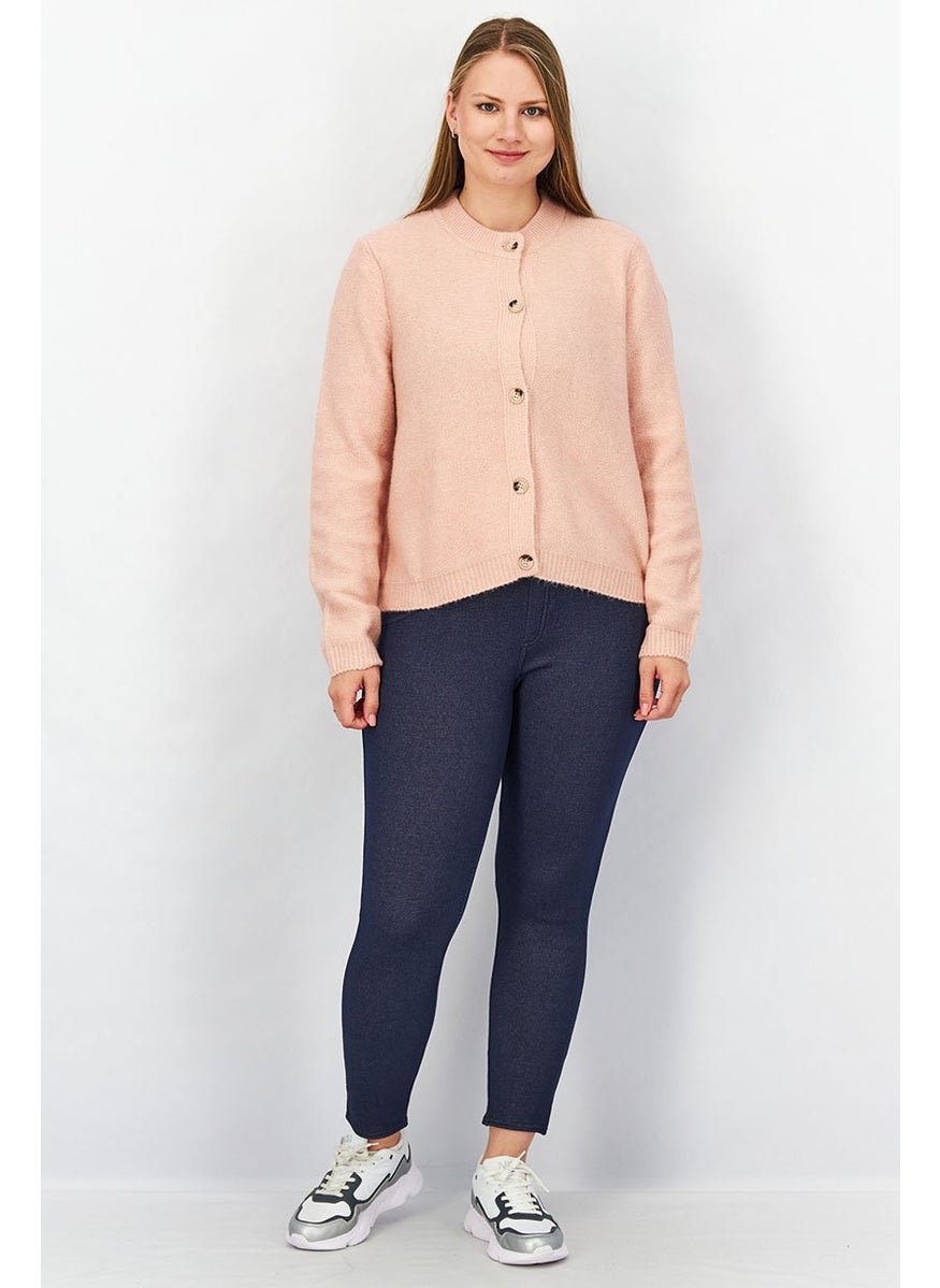 Tchibo Women Full Buttoned Long Sleeves Knit Cardigan, Pink  - Image 4