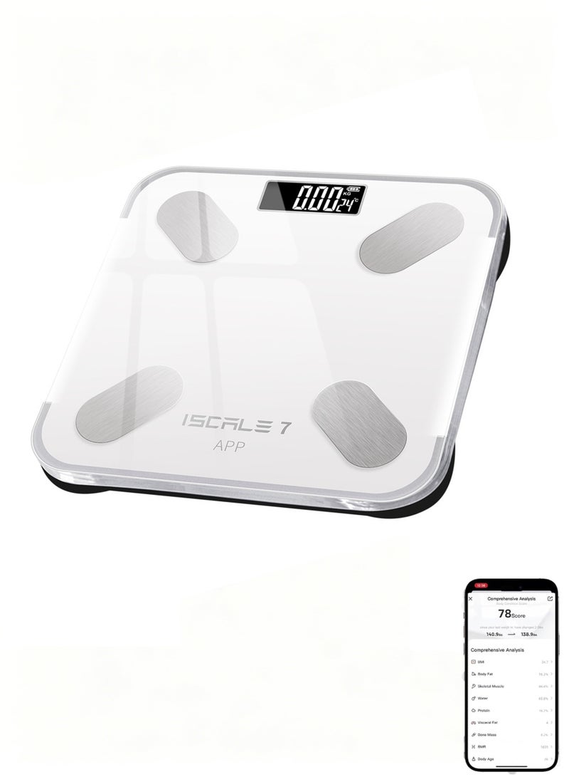 Iscale Smart Bluetooth Body Fat Scale Digital Bathroom Weight Scale with App, 59 Body Composition Metrics, BMI Analyzer, High Precision Rechargeable Smart Scale, 400lb Capacity, LED Display for Home Fitness - Image 1