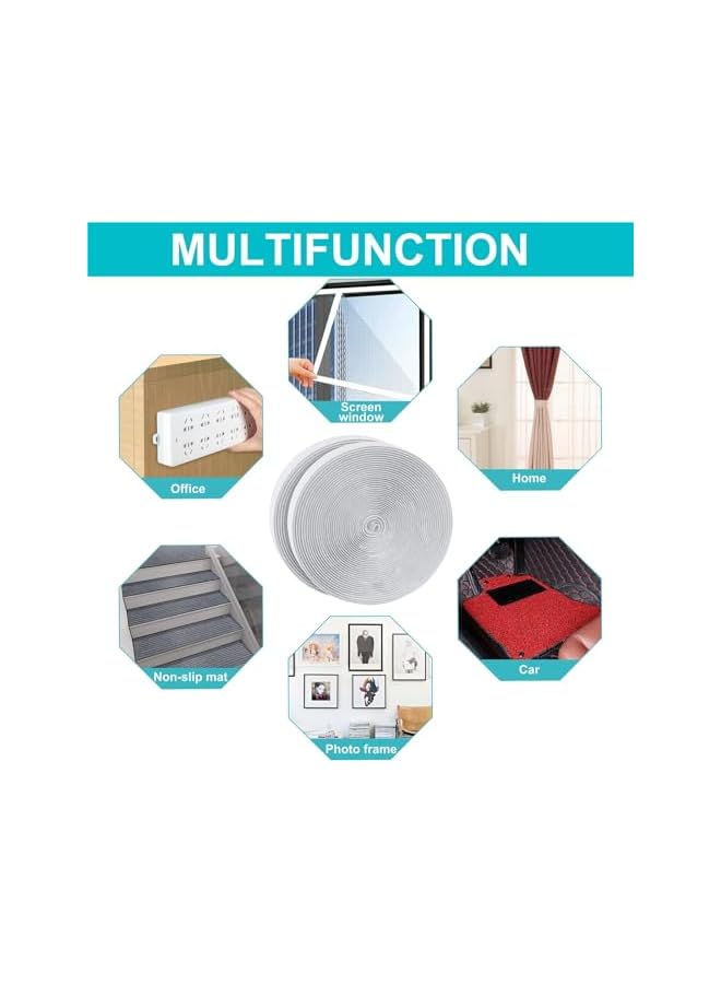 Green Tiger Self-Adhesive Hook and Loop, Hook and Loop Fastener Tape 1 inch x 5M Self Adhesive Tape, Reusable Fastener for Home, Kitchen, Office, Crafting, Sewing, Cable Organizer (White) - Image 5