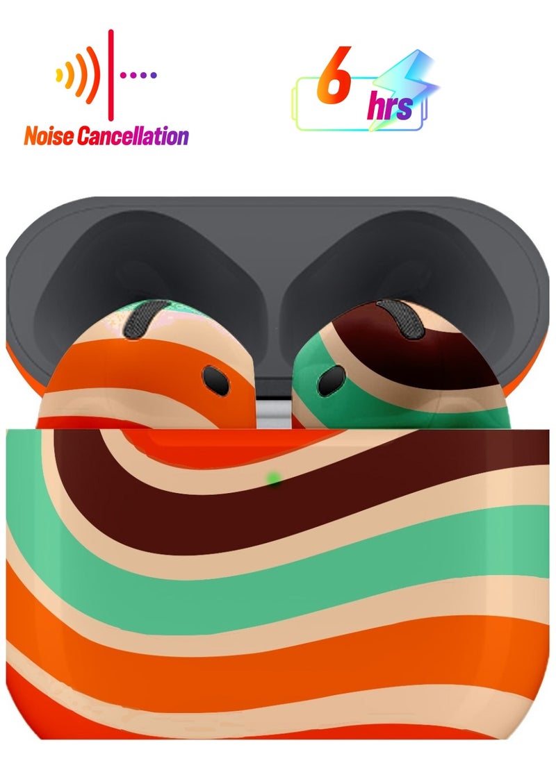 Craft MERLIN CRAFT CUSTOMIZED APPLE AIRPODS 4 ANC COMBO 80'S STRIPES  - Image 1