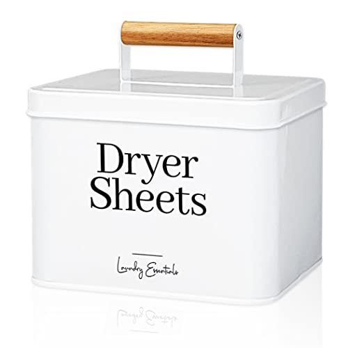 Modern Farmhouse Dryer Sheet Holder for Laundry Room Decor and Accessories Metal Dryer Sheet Container for Laundry Decor Dryer Sheet Dispenser for Laundry Room Organization White