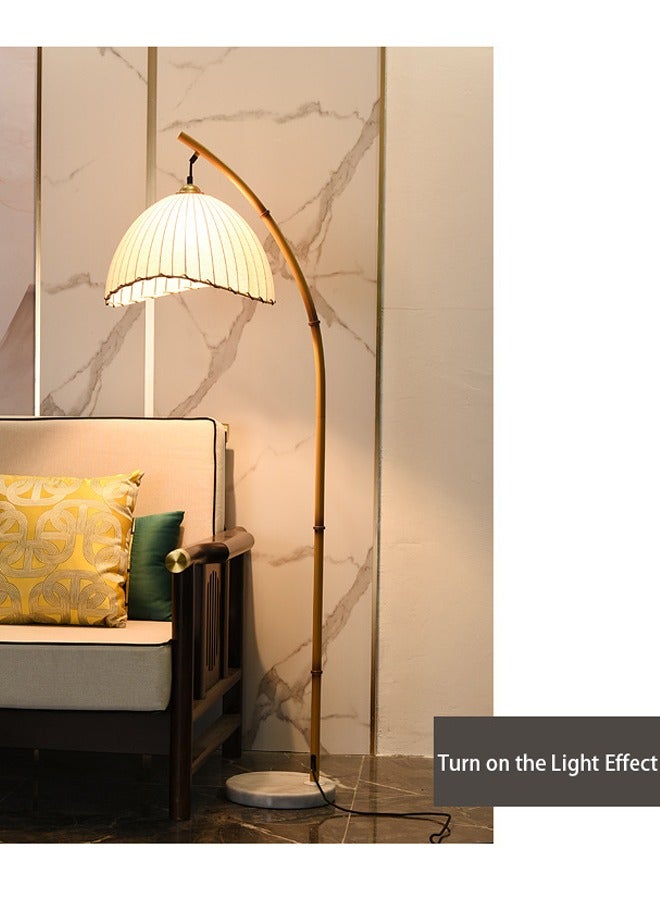 VUCATIN Bamboo Floor Lamp Boho Floor Lamp for Living Room with 3 Color Temperatures Rattan Arc Standing Tall Lamps for Bedroom Restaurant Study Room Office Marble Base - Image 5