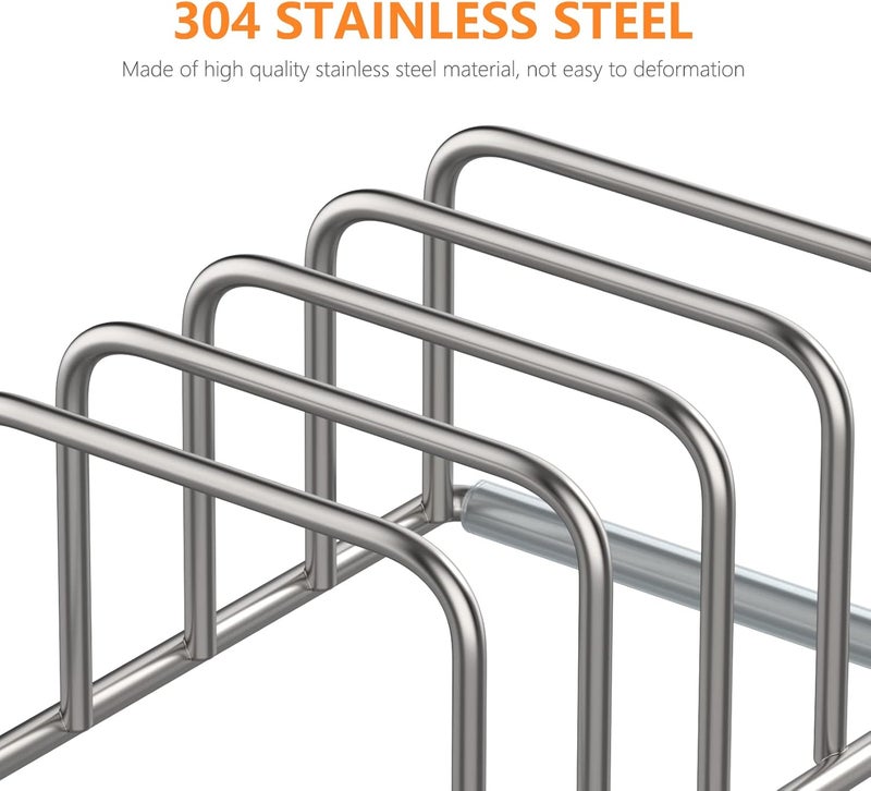 KORRTFID Cutting Board Holder Stand, 2PSC Board Storage Rack, Organizer, 304 Stainless Steel Holder, Cookie Sheets Organizer (1.0 Inch Width Slots) - Image 3