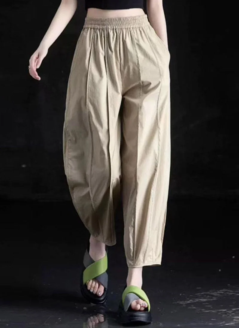 يونيكي Khaki Solid Cotton Trouser