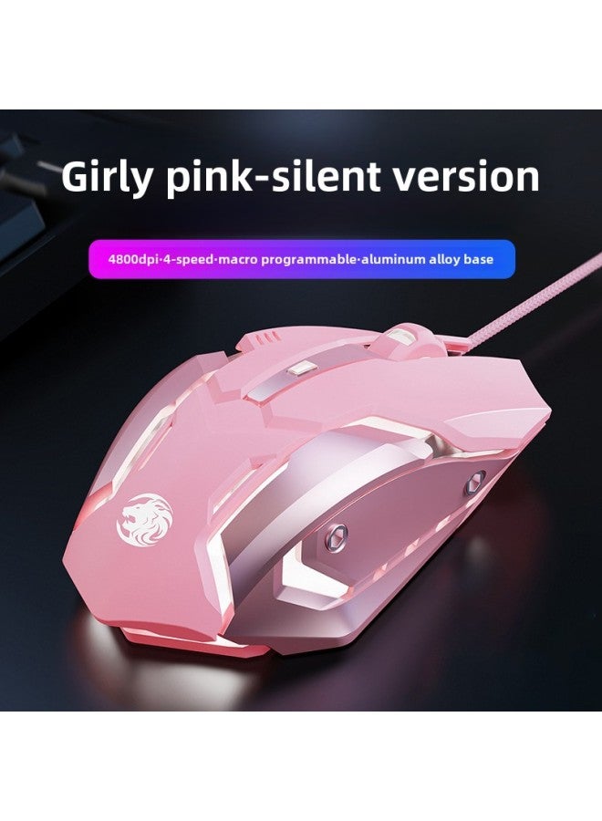 Forerunner E-sports Gaming Mouse Wired Mechanical Macro Desktop Computer Notebook Cf Special Non-silent Zuowei-Color:Girly Pink -Interface:Official Standard  - Image 1