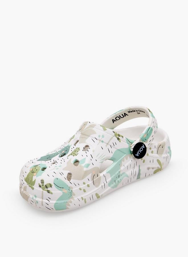 Aqua Boys Dinosaur Print Clogs - Image 4