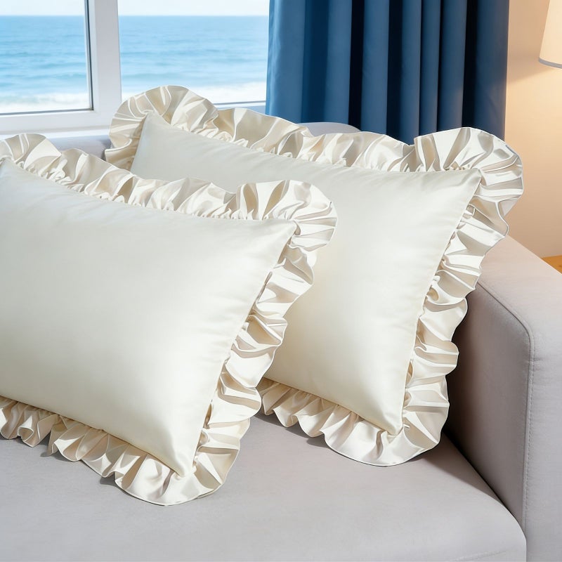 Champagne Pillowcase Standard Size 19 69 By 25 98 Inches Ruffled Pillow Covers Insert Not Included Nordic Minimalist Design Luxe Home Decor Perfect Everyday Use Ideal New Year Gift - Image 5