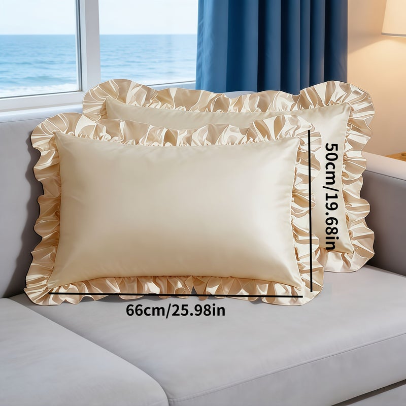 Champagne Pillowcase Standard Size 19 69 By 25 98 Inches Ruffled Pillow Covers Insert Not Included Nordic Minimalist Design Luxe Home Decor Perfect Everyday Use Ideal New Year Gift - Image 3