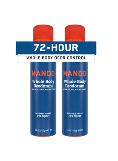 Mando Mando Whole Body Deodorant For Men - Invisible Spray Deodorant - 72 Hour Odor Control - Low Irritation Formula - Aluminum Free, Benzene Free - 3.6 ounce Cans (Pack of 2) - Pro Sport  - Image 1