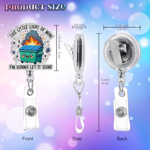 963RW Nurse Badge Reel, It's Fine Funny Dumpster Fire Retractable Badge Reels, Silver Glitter Badge Reel Gift for Nurses Doctors Office Worker Social Worker - Image 2
