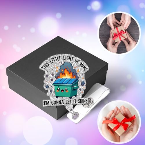963RW Nurse Badge Reel, It's Fine Funny Dumpster Fire Retractable Badge Reels, Silver Glitter Badge Reel Gift for Nurses Doctors Office Worker Social Worker - Image 5