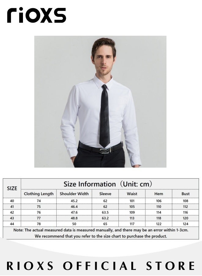RIOXS - Men's Solid Long Sleeve Formal Shirts Regular Fit Dress Shirt Business Casual Button Down Shirts - Image 1