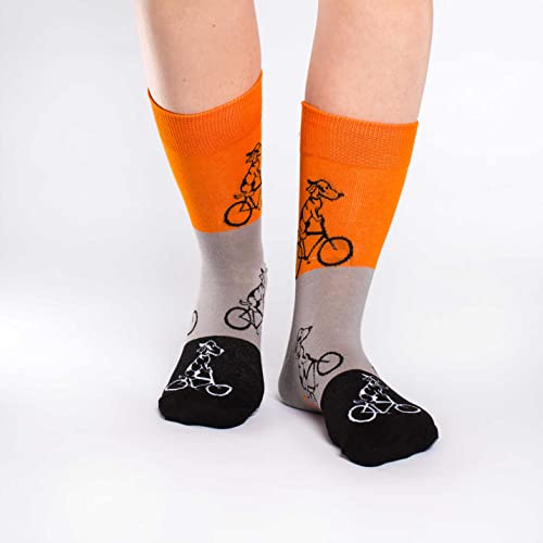 Good Luck Sock Women's Dogs Riding Bikes Crew Socks Orange 5-9 - Image 2