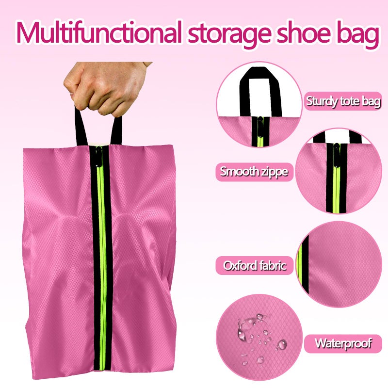 Eopres Shoe Bags for Travel - Set of 3 Pack Large Capacity Oxford Fabric Shoe Bags, Multi-Functional Dust-Proof and Waterproof Men & Women Travel Shoe Bag (Pink) - Image 2
